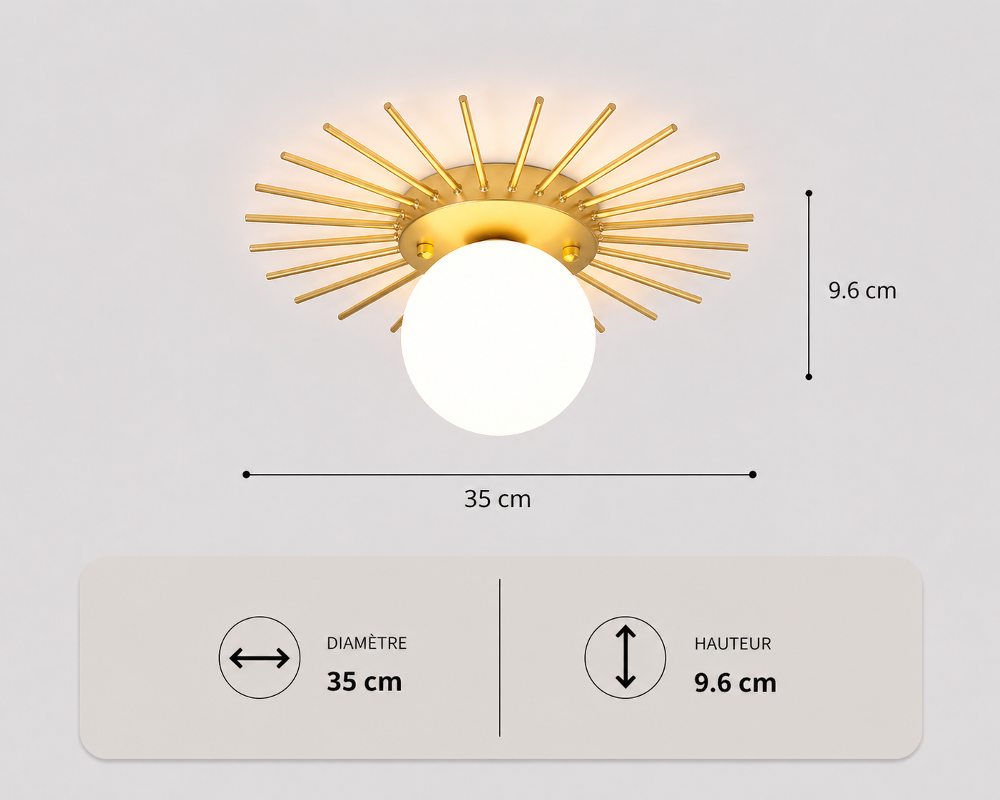 Soleil – Plafonnier Salon | Luminaire Doré Forme Soleil