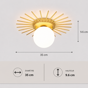 Soleil – Plafonnier Salon | Luminaire Doré Forme Soleil