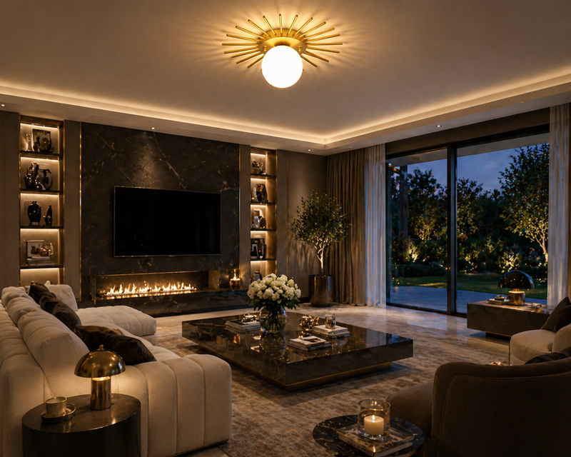 Soleil – Plafonnier Salon | Luminaire Doré Forme Soleil