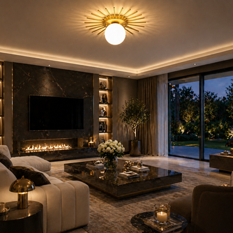 Soleil – Plafonnier Salon | Luminaire Doré Forme Soleil