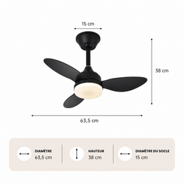 Mini – Plafonnier Ventilateur | Ventilateur Plafond LED Compact Télécommande