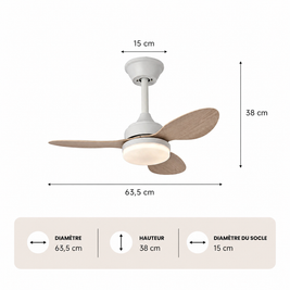 Mini – Plafonnier Ventilateur | Ventilateur Plafond LED Compact Télécommande