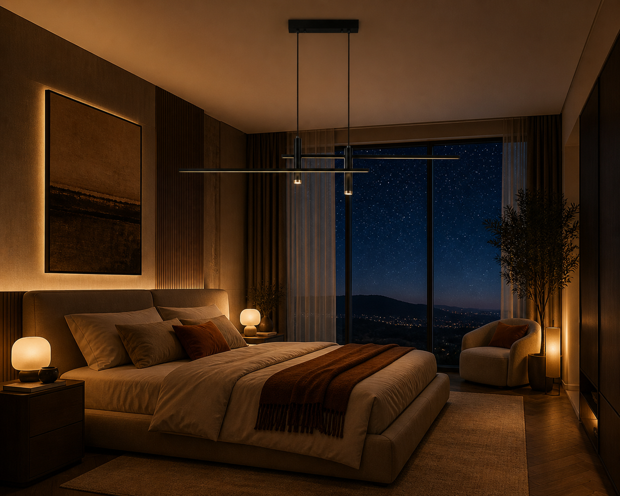 Highway – Lustre | Suspension Linéaire Aluminium Noir