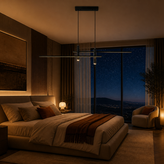 Highway – Lustre | Suspension Linéaire Aluminium Noir
