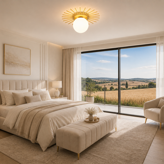 Soleil – Plafonnier Salon | Luminaire Doré Forme Soleil
