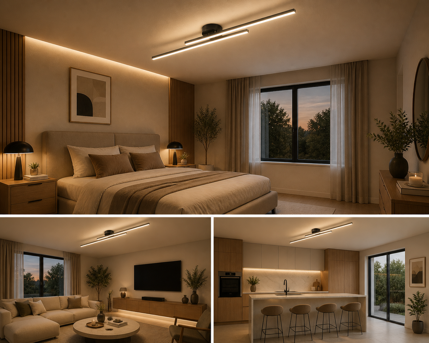Sakura – Plafonnier LED | Luminaire Linéaire Double Barre Dimmable
