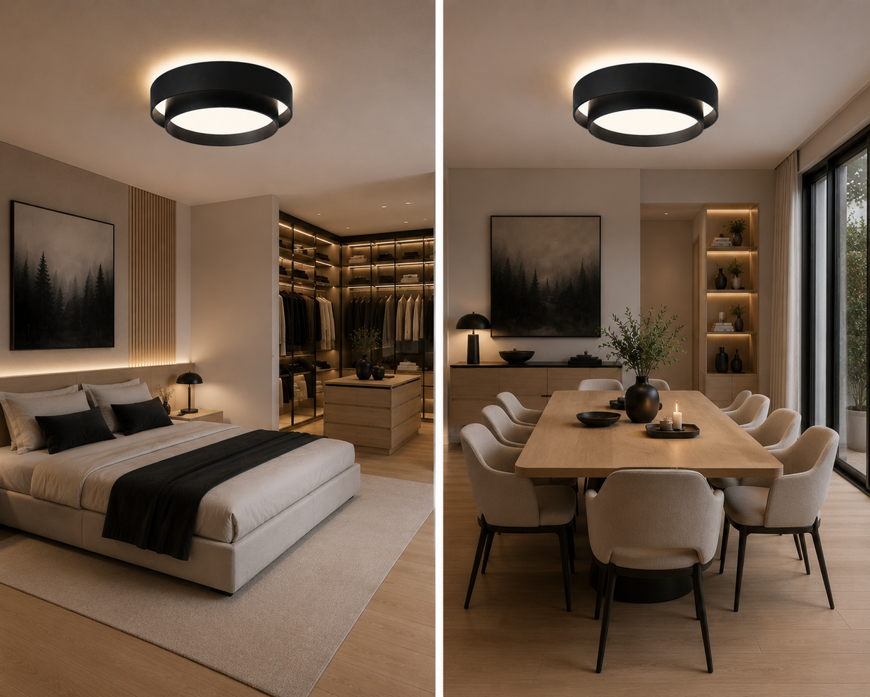 Babylone – Plafonnier LED | Plafonnier Double Cercle