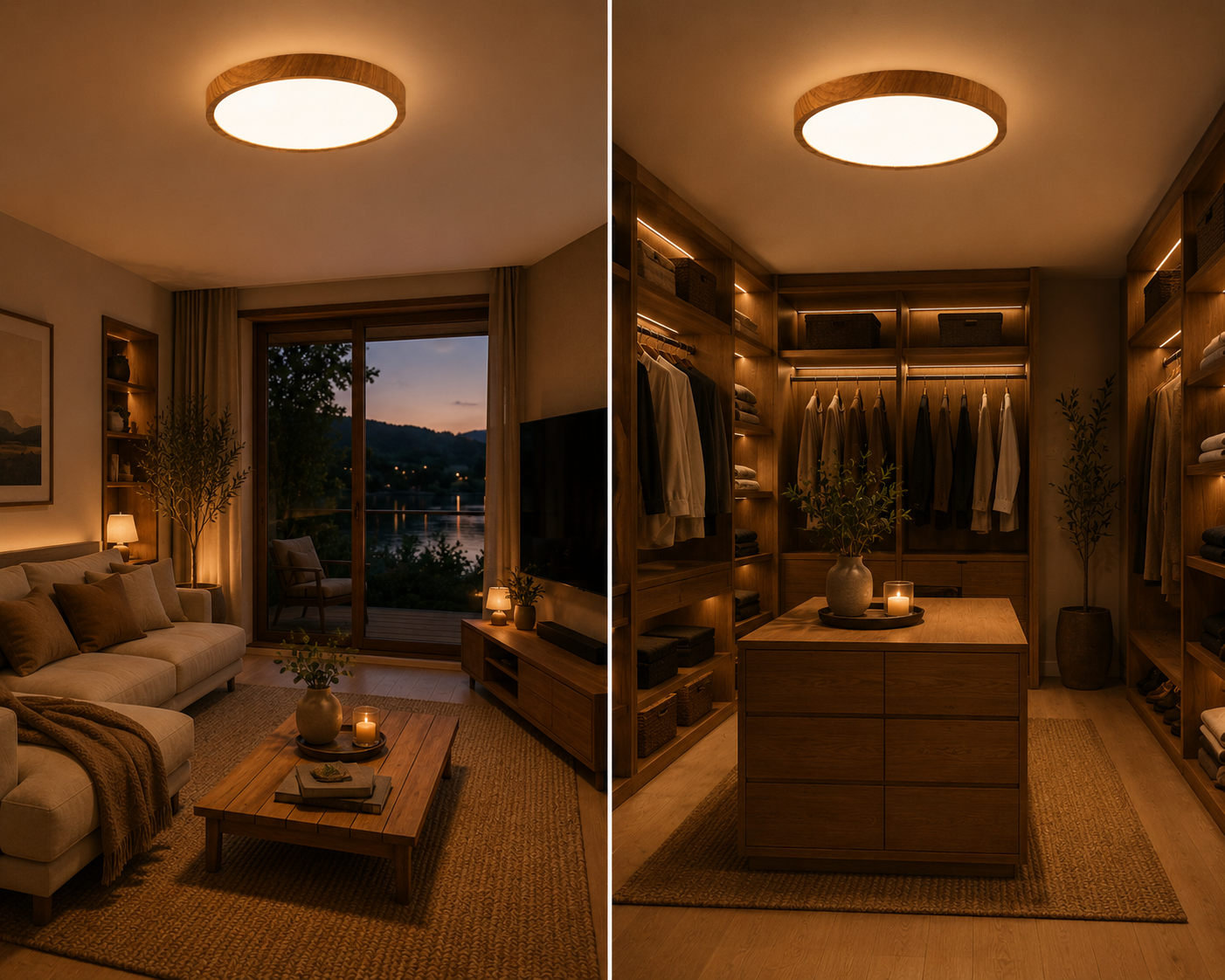 Vayana – Plafonnier LED | Plafonnier Ultra-Fin Effet Bois