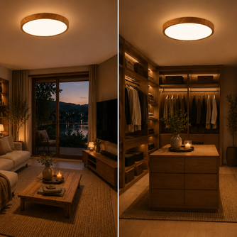 Vayana – Plafonnier LED | Plafonnier Ultra-Fin Effet Bois