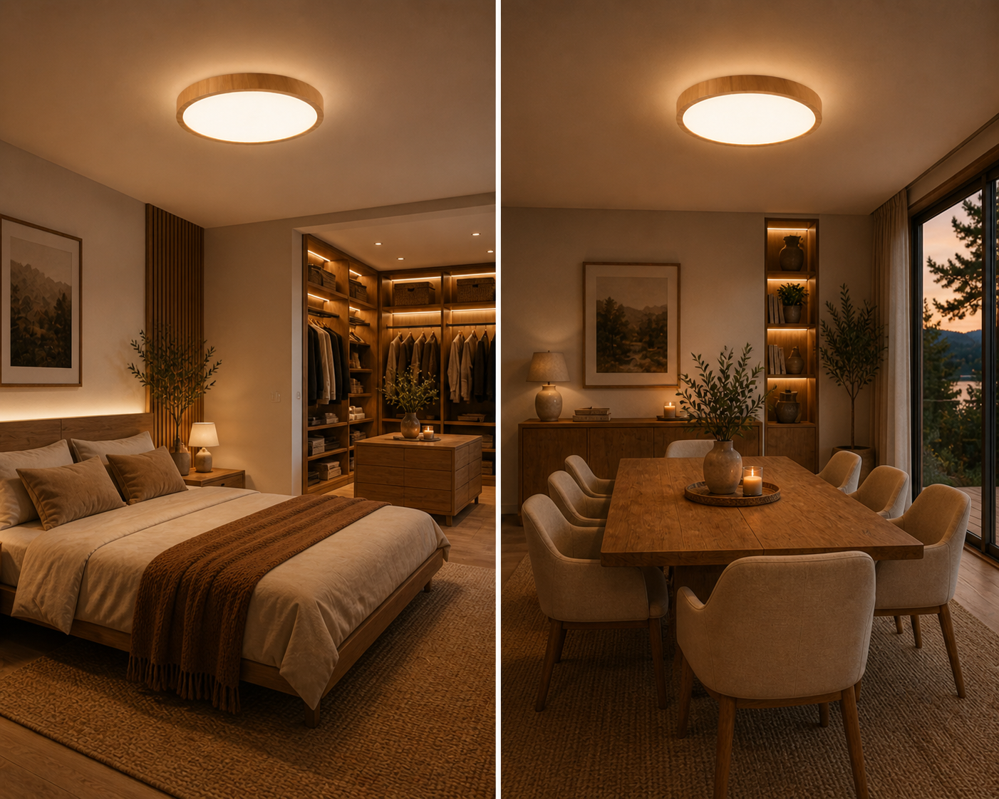 Vayana – Plafonnier LED | Plafonnier Ultra-Fin Effet Bois