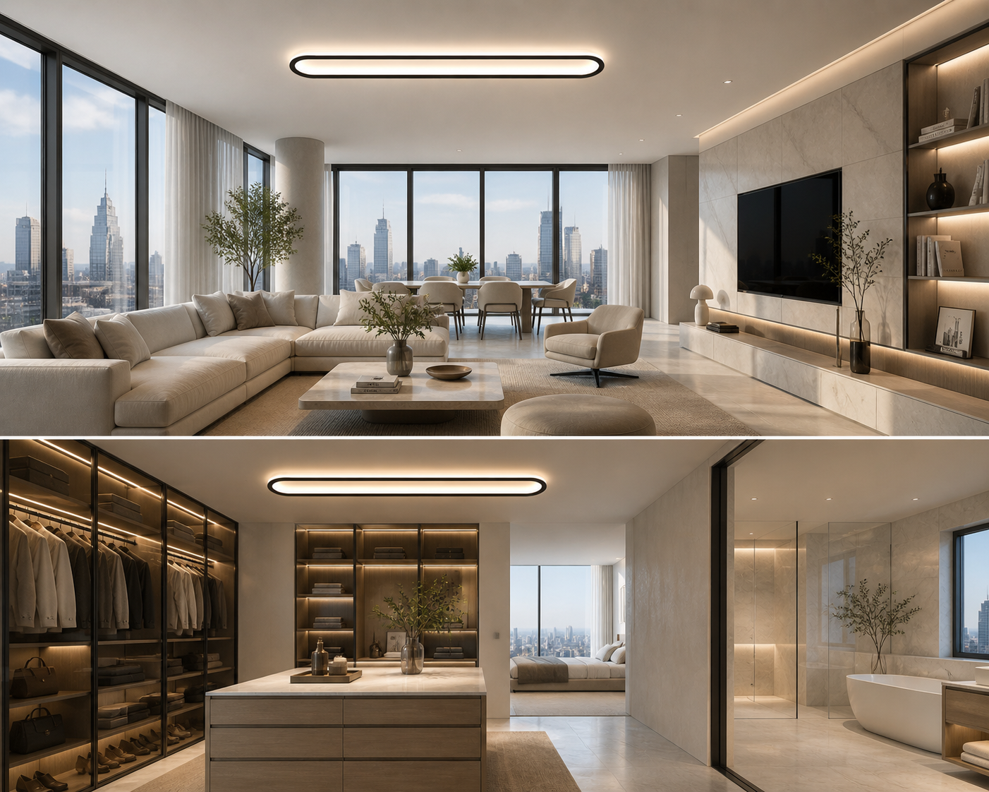 Daytona – Plafonnier LED | Luminaire Linéaire Doré Noir