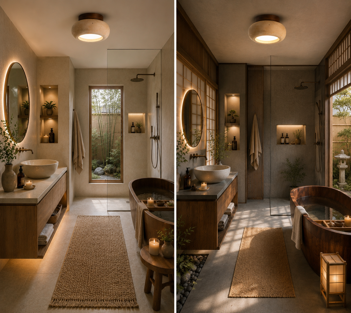 Mercure – Plafonnier Salle de Bain | Luminaire Pierre Travertin Bois design Minimaliste