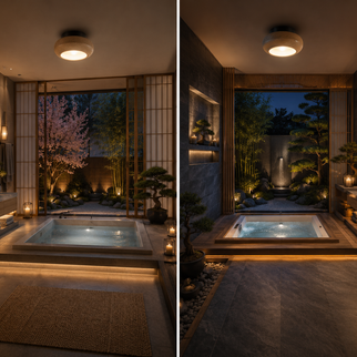 Mercure – Plafonnier Salle de Bain | Luminaire Pierre Travertin Bois design Minimaliste