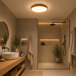 Fidji – Plafonnier Salle de Bain | Luminaire Art Déco Bois Noyer