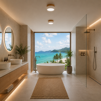 Roan – Plafonnier Salle de Bain | Spot LED Multicolore Dimmable Compact