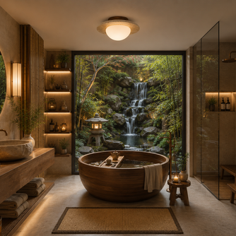Saturne – Plafonnier Salle de Bain | Luminaire Pierre Naturelle Beige Style Wabi Sabi