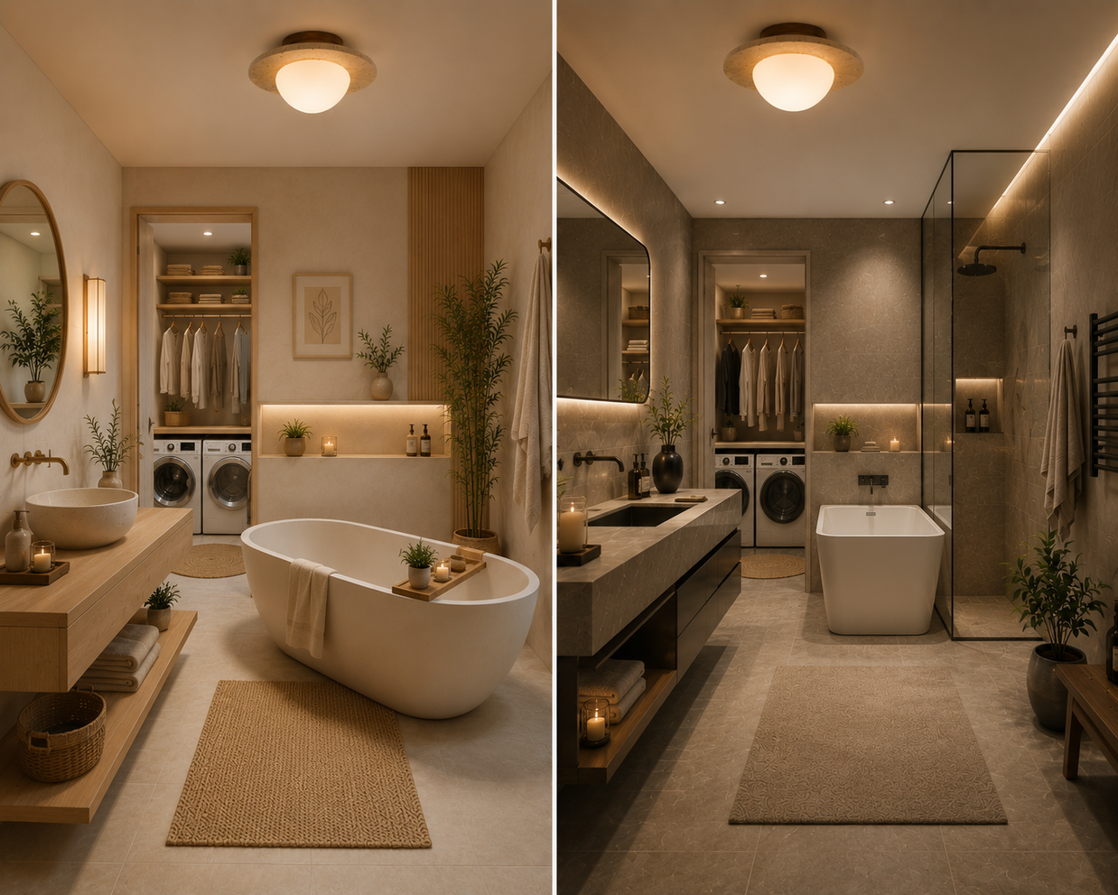 Saturne – Plafonnier Salle de Bain | Luminaire Pierre Naturelle Beige Style Wabi Sabi