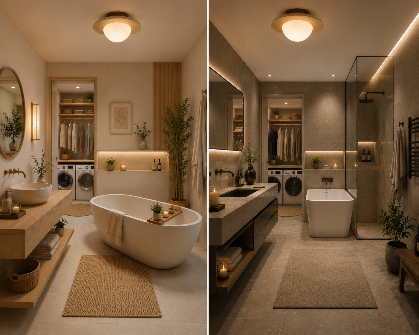 Saturne – Plafonnier Salle de Bain | Luminaire Pierre Naturelle Beige Style Wabi Sabi