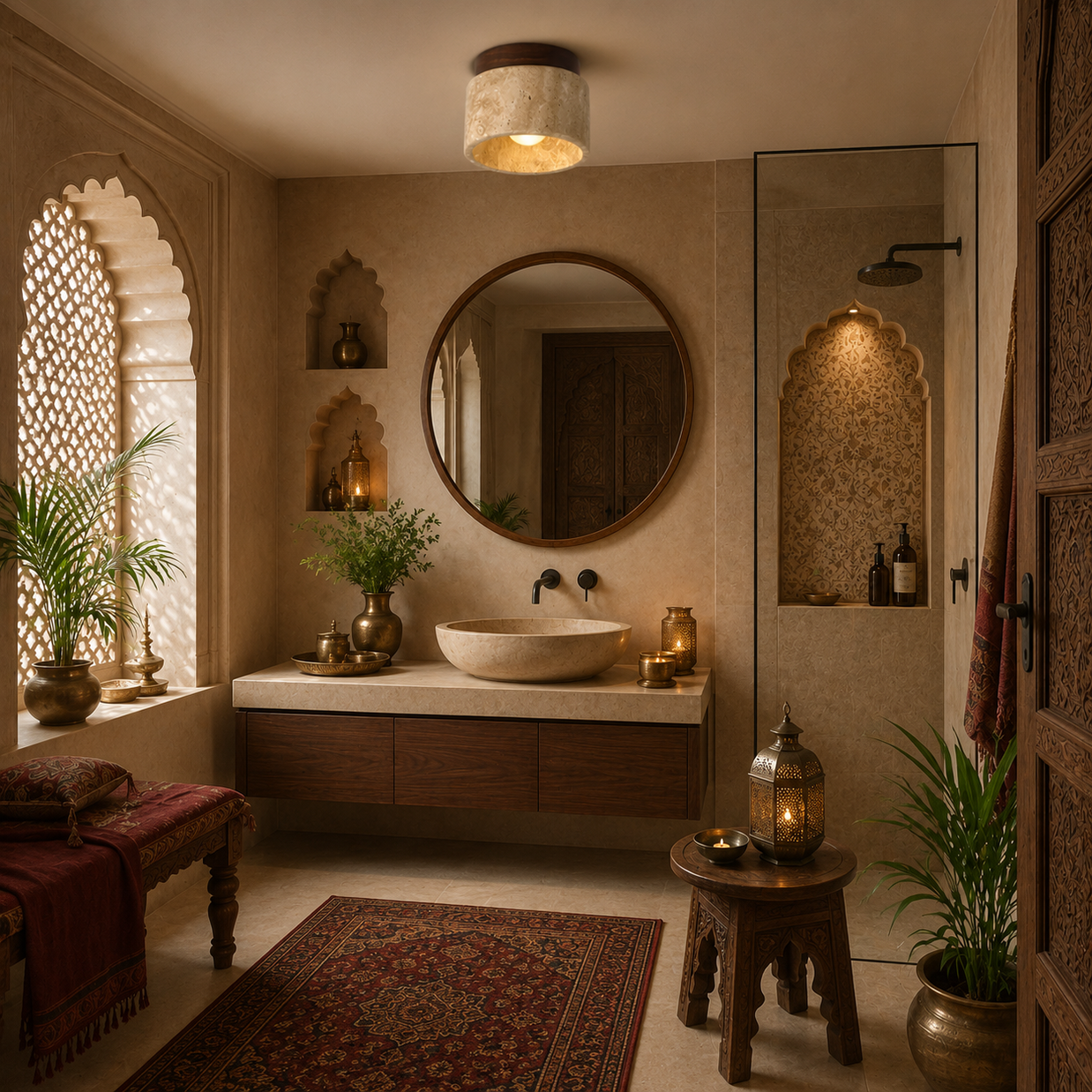 Noyer – Plafonnier Salle de Bain | Luminaire Bois Pierre