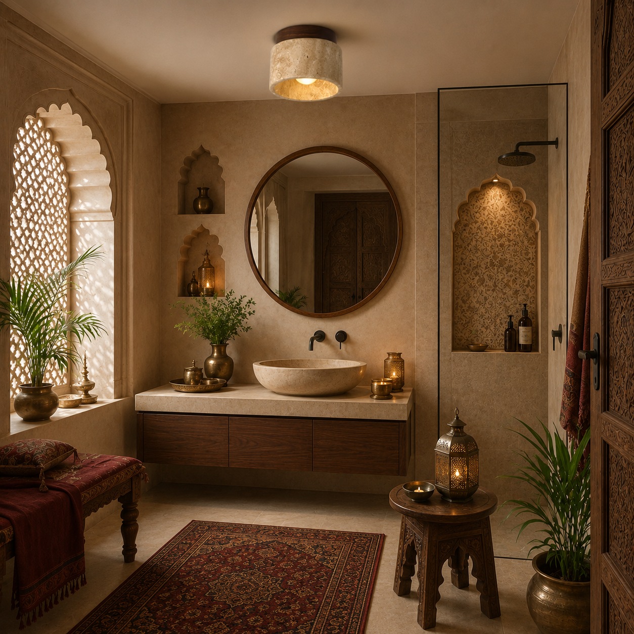 Noyer – Plafonnier Salle de Bain | Luminaire Bois Pierre