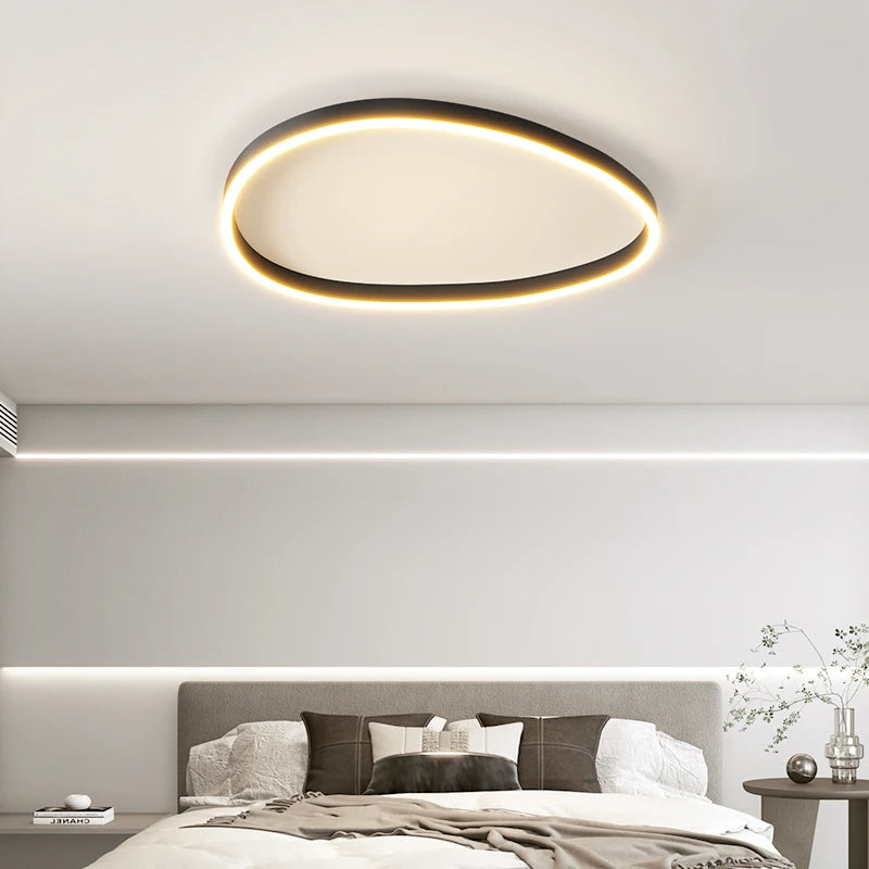 Arena Curve – Plafonnier LED | Luminaire Aluminium Brossé Forme Ovale