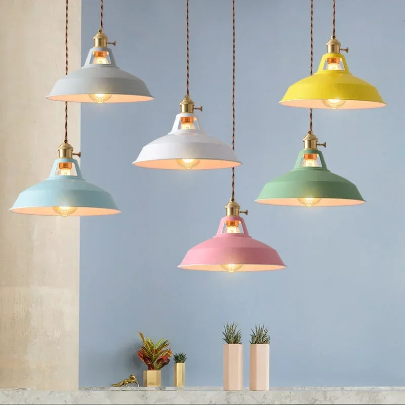 80's – Lustre | Suspension Industrielle Métal Vintage Multicolore