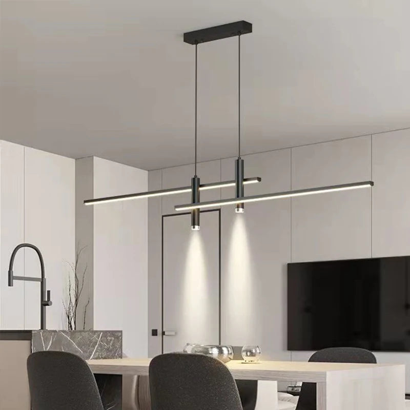 Highway – Lustre | Suspension Linéaire Aluminium Noir