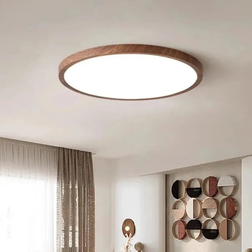 Classe – Plafonnier Salon | Plafonnier LED Ultrafin Finition Effet Bois