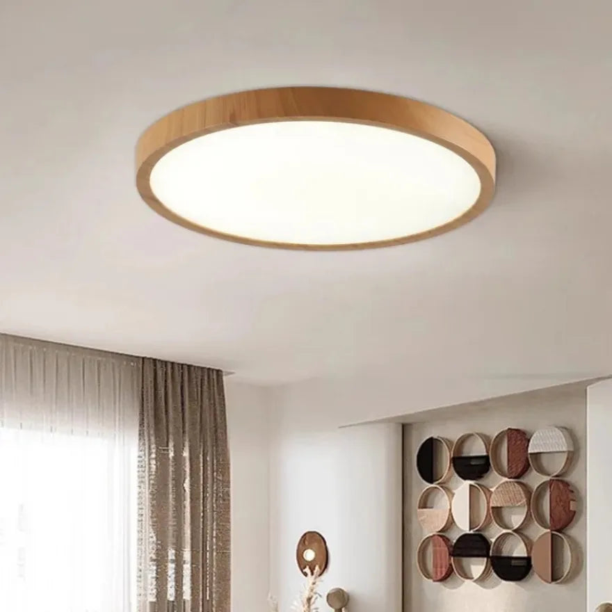 Classe – Plafonnier Salon | Plafonnier LED Ultrafin Finition Effet Bois