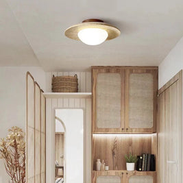 Saturne – Plafonnier Salle de Bain | Luminaire Pierre Naturelle Beige Style Wabi Sabi
