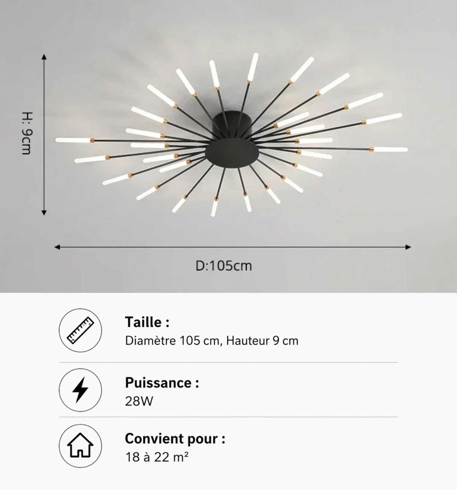 Spiral – Plafonnier Salon | Luminaire Design Doré Noir Style Nordique